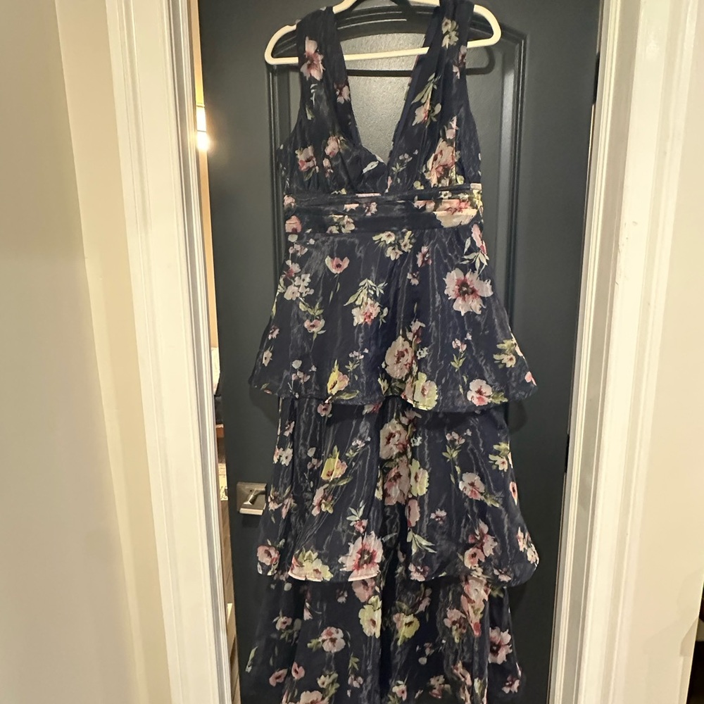 Lulu's Navy Floral Maxi Dress